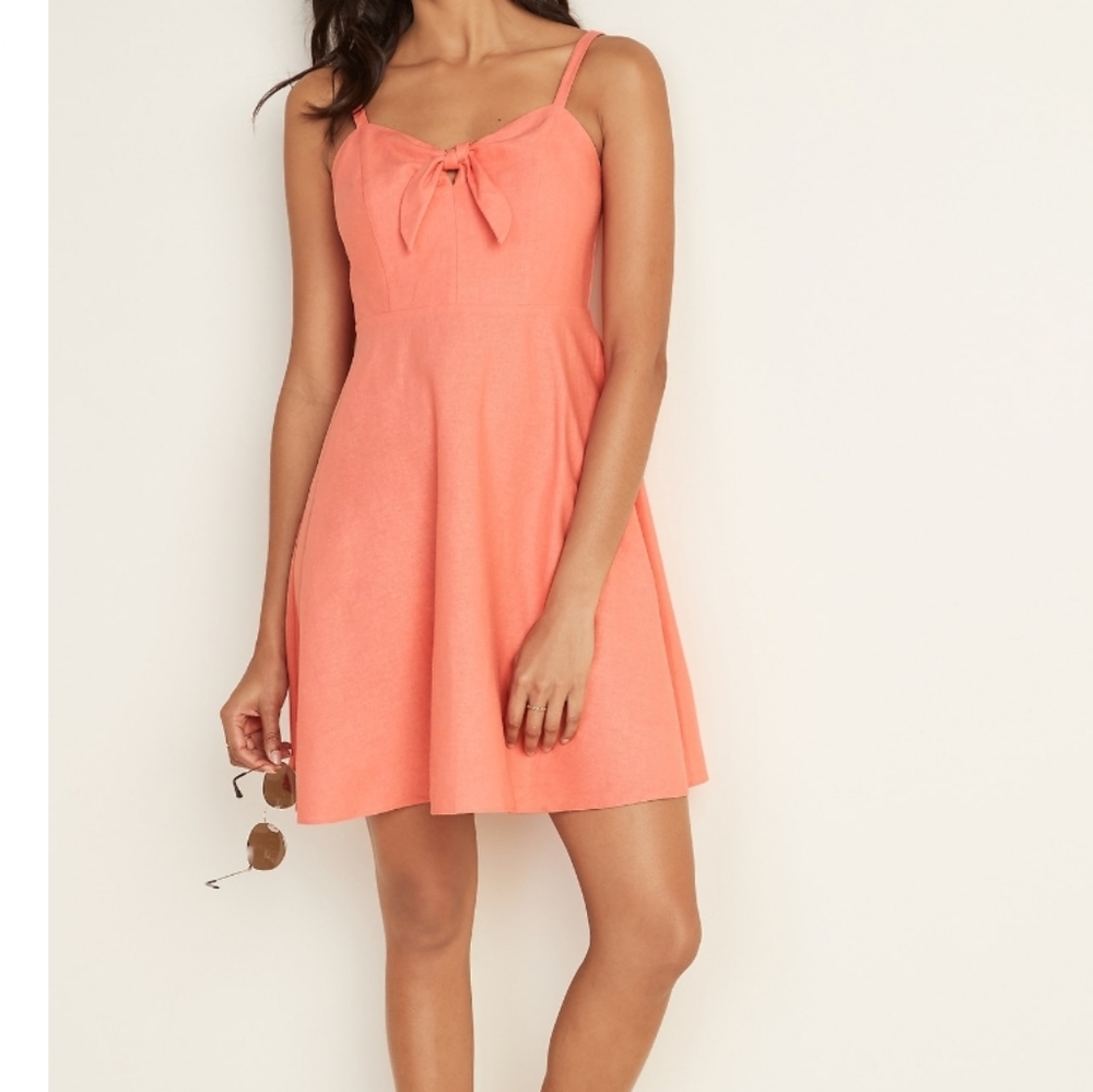 Old Navy Linen Blend Tie-Front Cami Dress